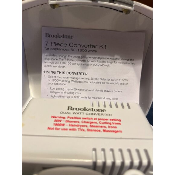 Brookstone 7-Piece Conv Kit, Appliances 50-1800 Watts Dual, w/ Plug Adapters - Picture 2 of 7